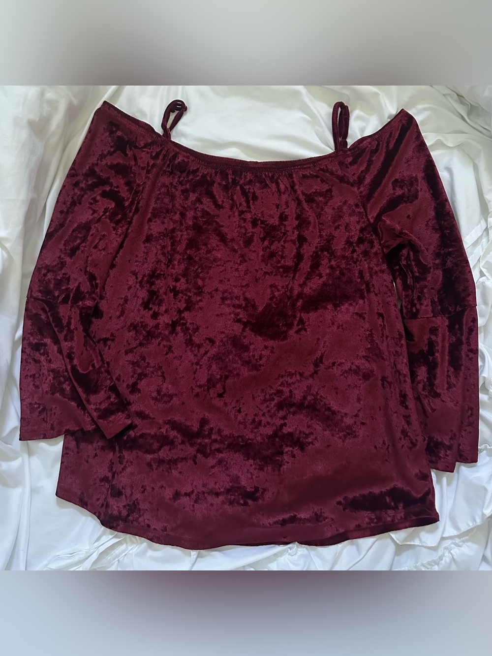 No Boundaries Burgundy Velvet Blouse Juniors Size XL